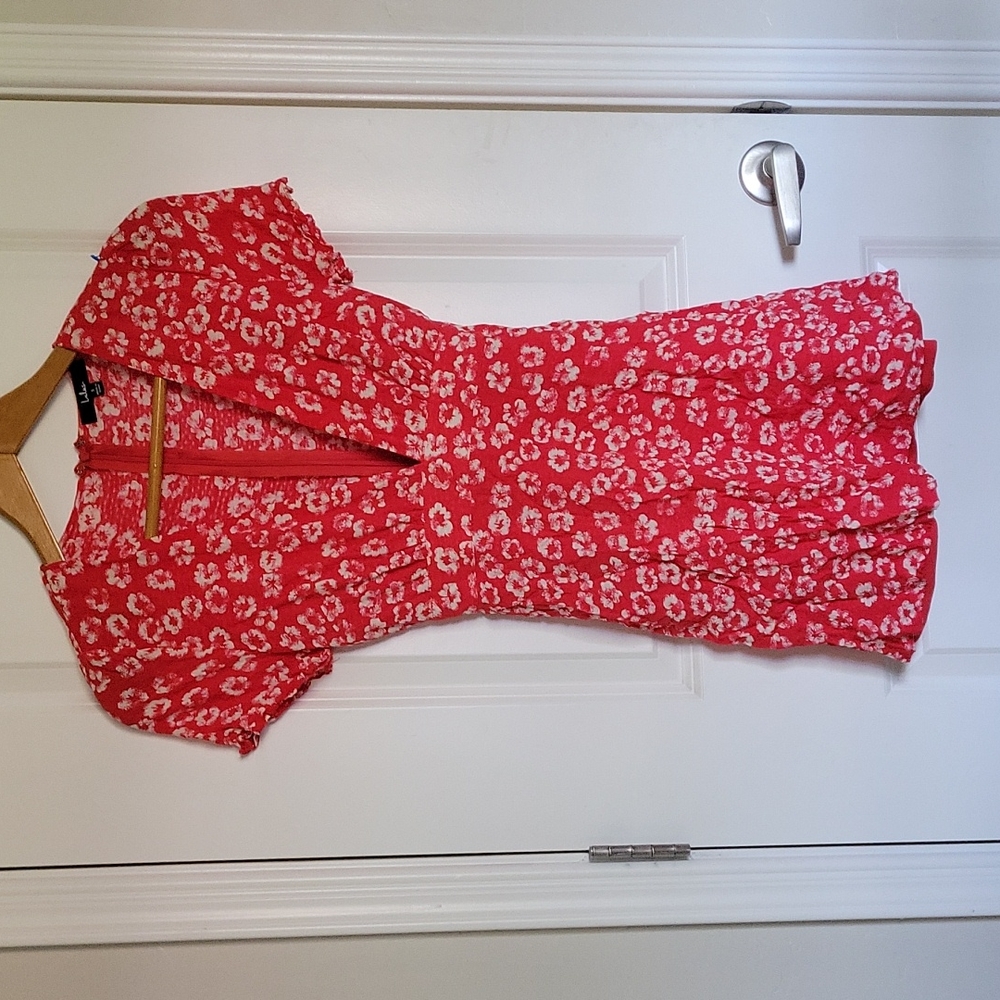 Lulus Red Flower Dress Sz S